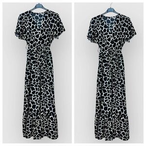 MADE IN ITALY Black and White Patterned Maxi Dress